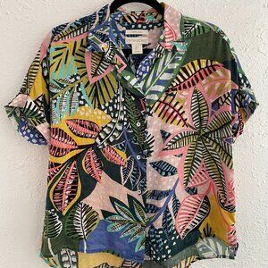 Cynthia Rowley 100% Linen colorful button up shirt, S